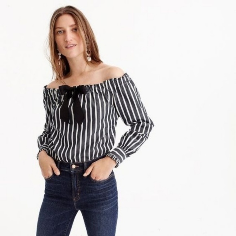 Black and White striped off shoulder top
